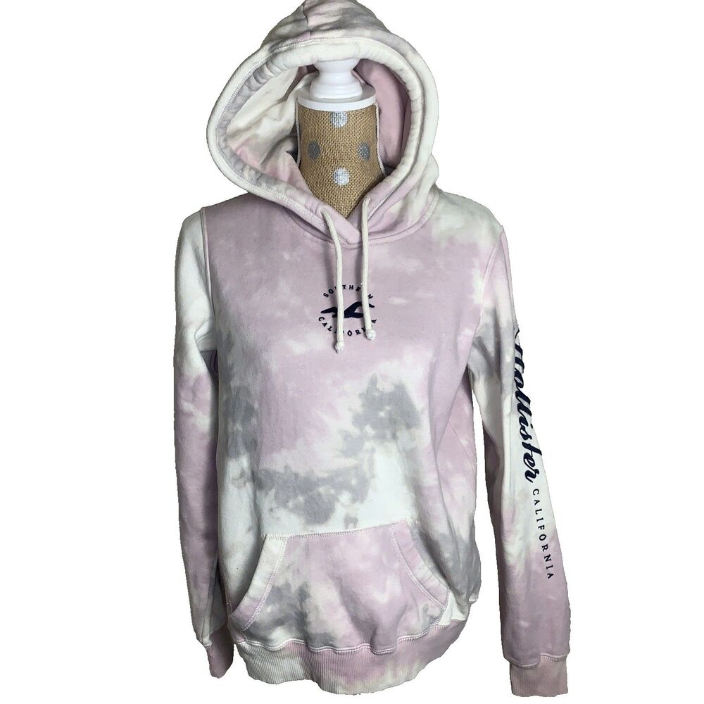 Hollister Vtg California Y2K Hoodie M Pastel Tie Dye Pullover Sweatshirt Logo